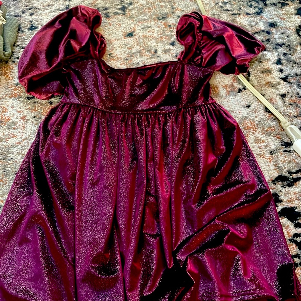 Baby doll burgundy metallic dress in size small